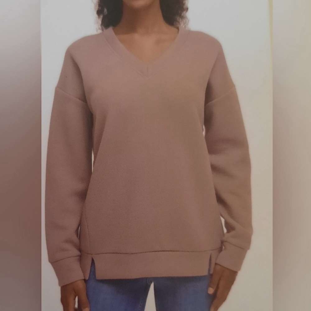 Marc New York Women's Cozy Ribbed V Neck Long Sleeves Pullover Top (Brow…